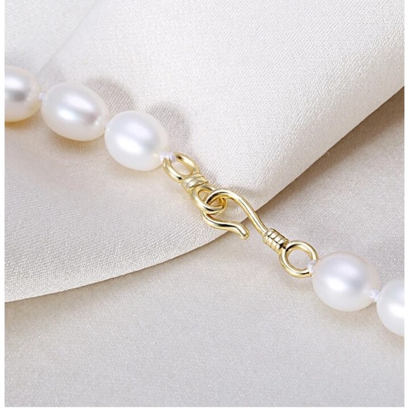 6-7mm Hand Strung Natural Rice Pearl Necklace Earring Set - Picture 10 of 11